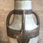 Auguste Delaherche (1857-1940), huge stoneware vase with 4 handles, 66cm high by 30cm of diameter, circa 1900