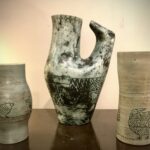 Jacques Blin (1920-1995), ceramic pitcher & vases, 33cm high, circa 1950
