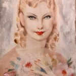 Miçao Kono (1876-1954), woman with flowers, oil on canvas