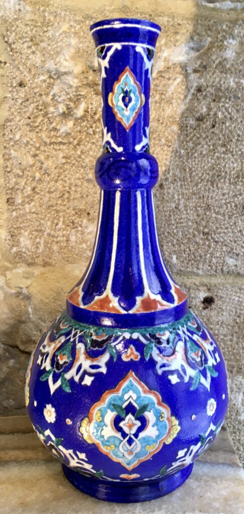 Théodore Deck (1823-1891), Deck’s blue Iznic ceramic vase, 44cm high, circa 1880